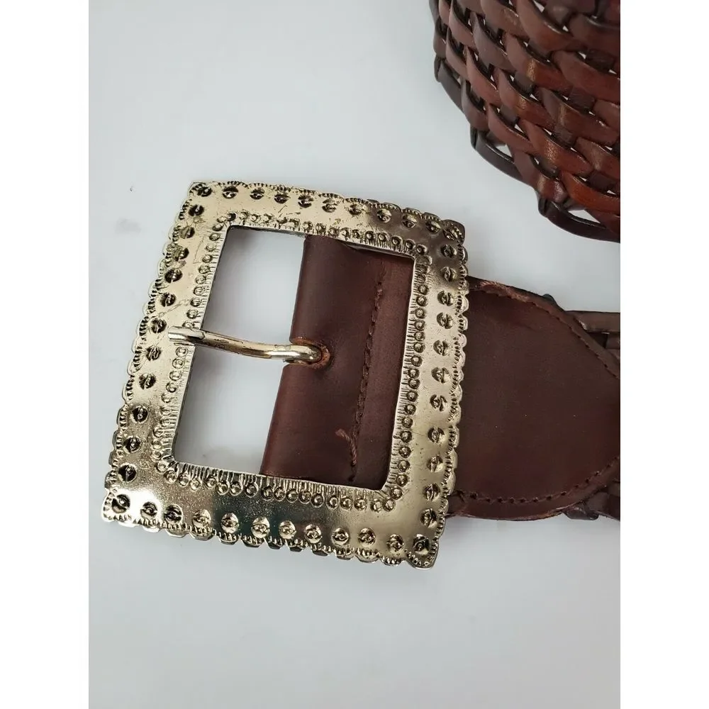 Harold's Braided Woven Brown Leather‎ Belt 33